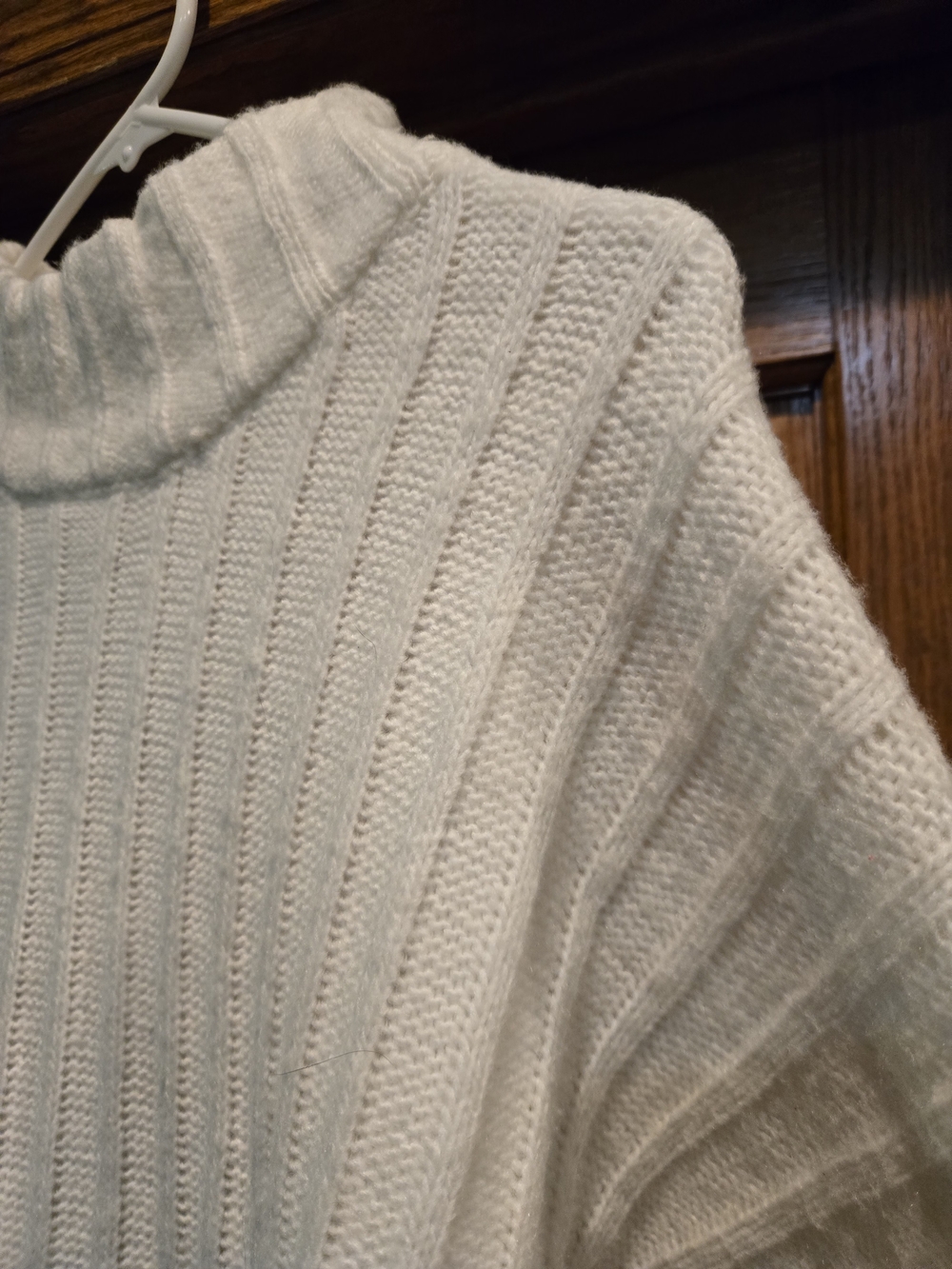 Time and Tru Cream Ribbed Cowl Neck Sweater - Picture 12 of 15